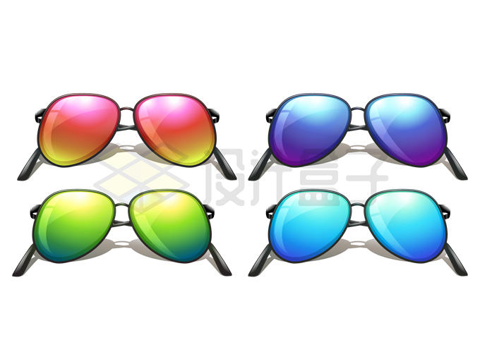 4款渐变色彩色眼镜太阳镜有色眼镜5440839矢量图片免抠素材 生活素材-第1张