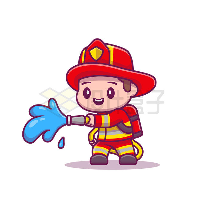 卡通消防员正在灭火中5735600矢量图片免抠素材 人物素材-第1张