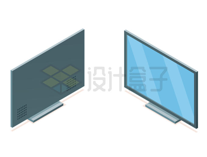 2.5D风格显示器电视机正反面2790538矢量图片免抠素材 IT科技-第1张