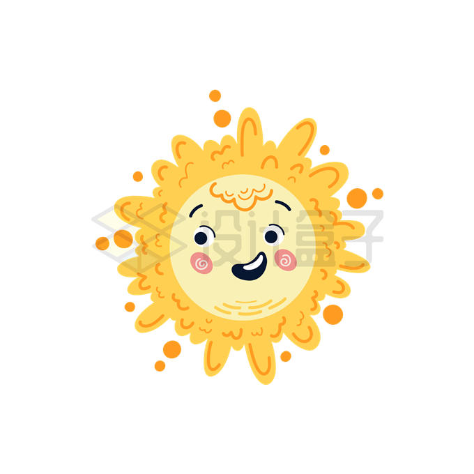 歪嘴笑的卡通太阳涂鸦风格儿童画4015640矢量图片免抠素材 插画-第1张