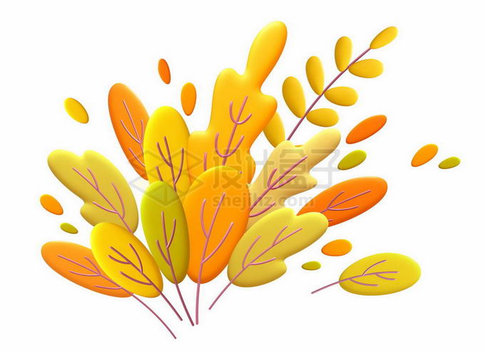3D立体风格秋天卡通树叶插画5705225矢量图片免抠素材免费下载 生物自然-第1张