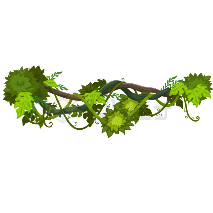 树枝枝头上缠绕的藤蔓植物装饰6595006矢量图片免抠素材 生物自然-第1张