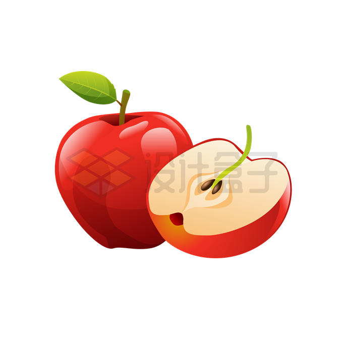 切开的红苹果美味水果7542158矢量图片免抠素材