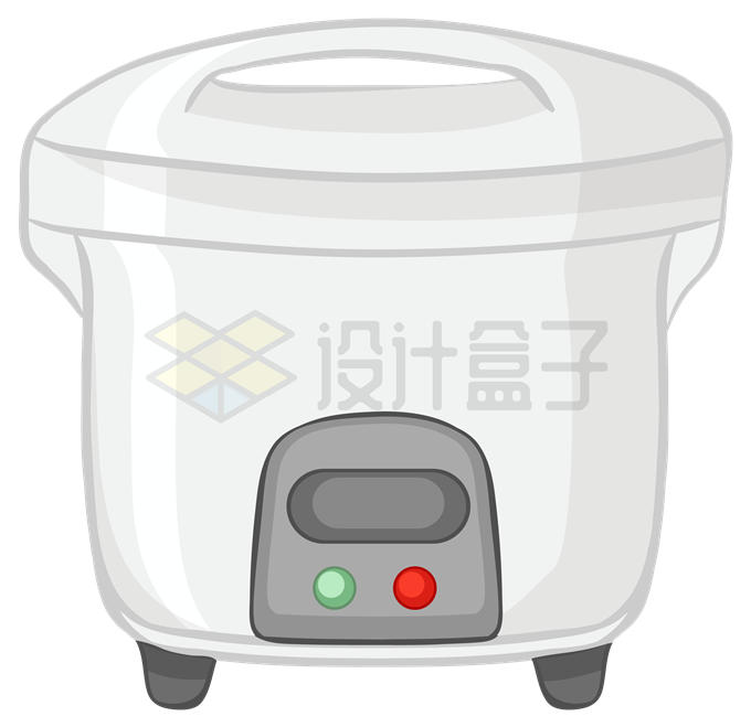 一款白色的卡通电饭锅厨房家电3367066矢量图片免抠素材 生活素材-第1张