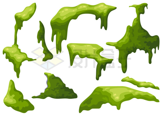 各种形状的卡通苔藓青苔5366498矢量图片免抠素材 生物自然-第1张