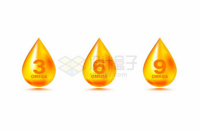 金黄色欧米伽3OMEGA3/6/9不饱和脂肪酸营养元素液滴8654507矢量图片免抠素材 健康医疗-第1张