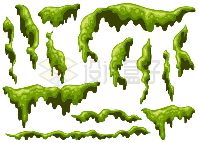 各种形状的卡通苔藓青苔1647523矢量图片免抠素材 生物自然-第1张