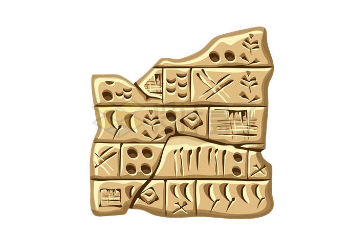 泥板上的楔形文字苏美尔人象形文字古文明原始文字7127454矢量图片免抠素材 教育文化-第1张