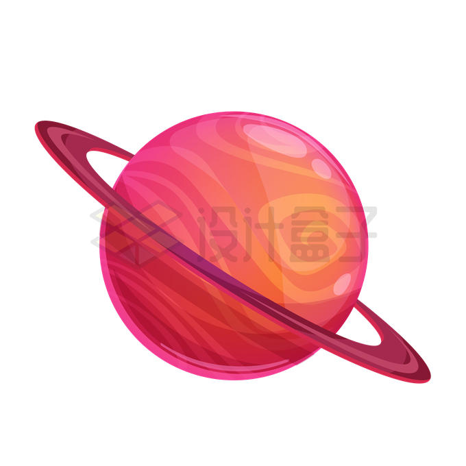 红色的卡通外星球自带行星环1481391矢量图片免抠素材 科学地理-第1张