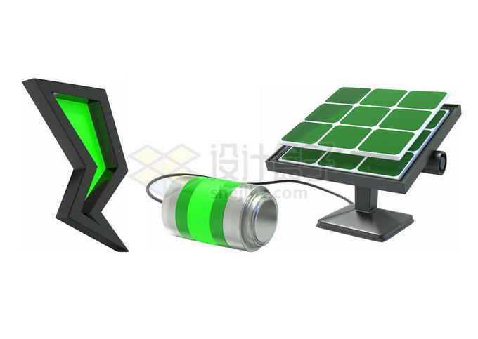 3D太阳能电池板和充电电池模型7177575图片免抠素材 工业农业-第1张