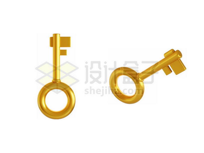 2把黄金打造的金钥匙3020404PSD免抠图片素材 生活素材-第1张