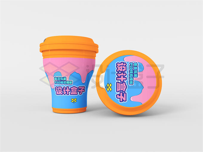 酸奶冰淇淋冷饮杯子包装样机模板8610977PSD图片素材 样机-第1张