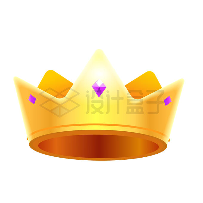 镶嵌着紫色宝石的卡通皇冠黄金王冠8594905矢量图片免抠素材 教育文化-第1张