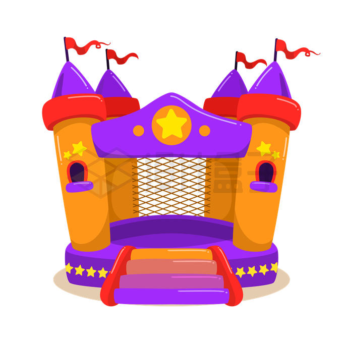 一颗紫色橙色的充气城堡儿童乐园设施8174999矢量图片免抠素材