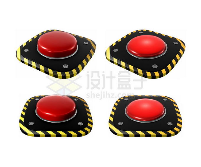 4个不同角度的红色按钮7440322图片免抠素材 按钮元素-第1张