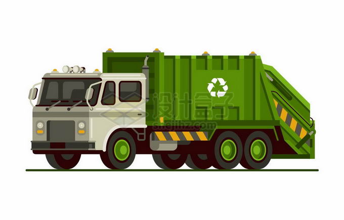 垃圾清理车垃圾车前侧视图6233629矢量图片免抠素材 交通运输-第1张