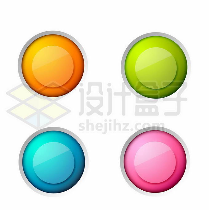 4款彩色3D轻拟物风格圆形按钮4988589矢量图片免抠素材 按钮元素-第1张