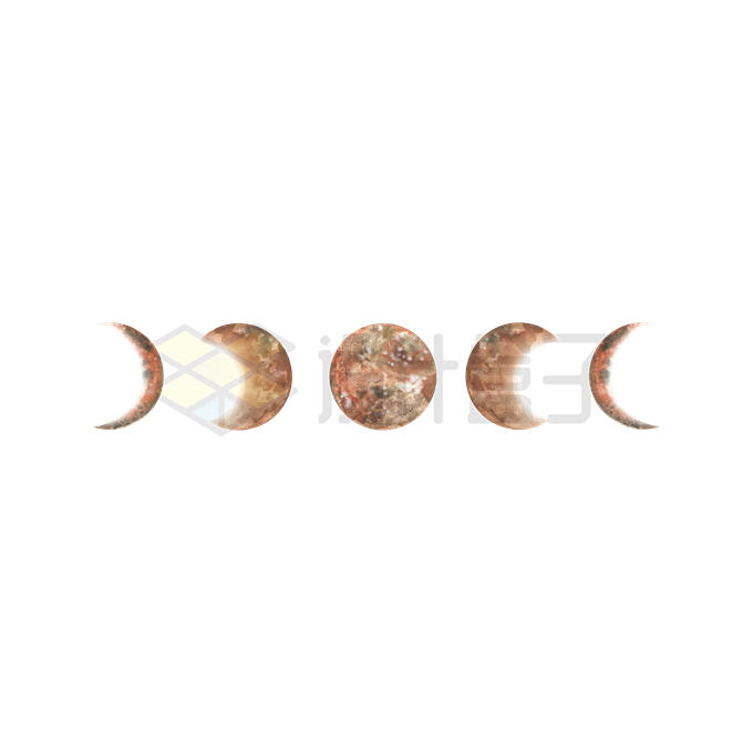 月亮的月相变化水彩画1790610矢量图片免抠素材 科学地理-第1张