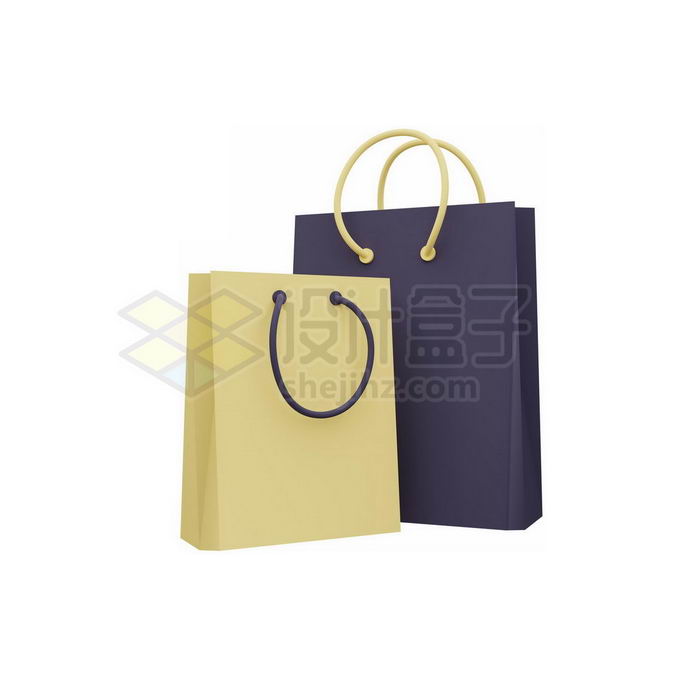 两个购物袋纸袋子3D模型9276366免抠图片素材 电商元素-第1张