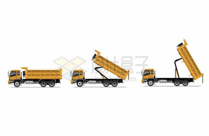正在卸货的自卸卡车黄色重型卡车4841798矢量图片免抠素材 交通运输-第1张
