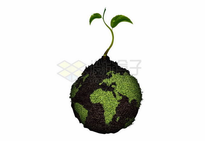 绿色植物覆盖的土球象征了地球上萌发的嫩芽环境保护3152237矢量图片免抠素材 生物自然-第1张