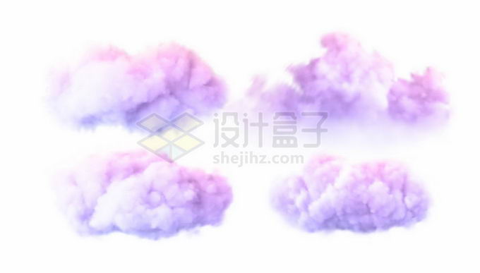 4款紫红色的真实云朵云彩5896283矢量图片免抠素材 漂浮元素-第1张