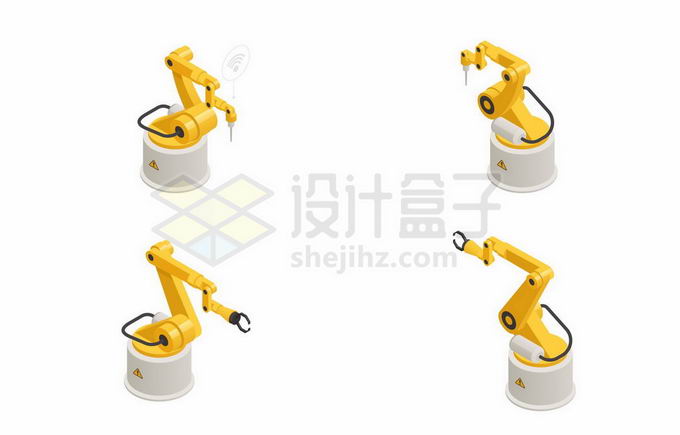 4款黄色机械手臂自动化机器人7942920矢量图片免抠素材 工业农业-第1张