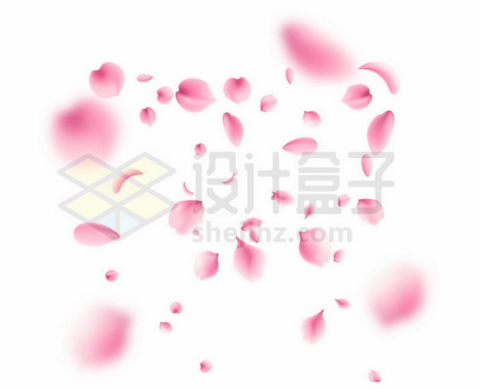 漫天飞舞的粉色桃花花瓣4452665矢量图片免抠素材 漂浮元素-第1张