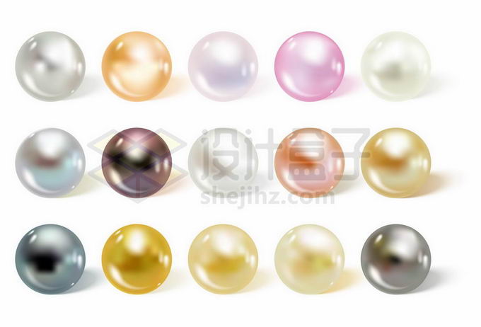 15款白色金色粉色黑色3D立体风格珍珠小球圆球6937499矢量图片免抠素材 线条形状-第1张