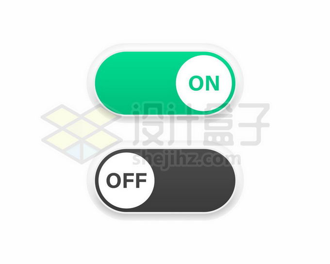 绿色黑色3D立体轻拟物风格开关按钮切换按钮4030751矢量图片免抠素材 按钮元素-第1张