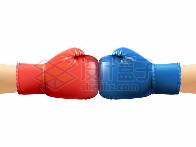 碰撞在一起的红色蓝色拳击手套象征了中美竞争关系5064476矢量图片免抠素材 党建政务-第1张