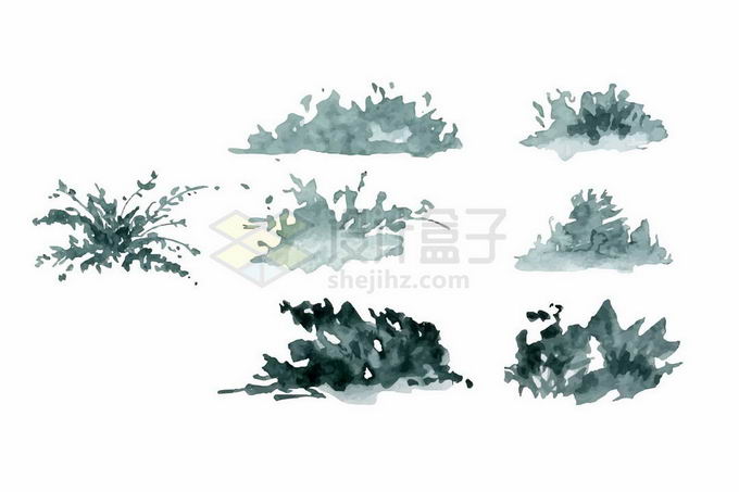 各种中国传统画彩色水墨风格山水画草丛4028713矢量图片免抠素材 生物自然-第1张