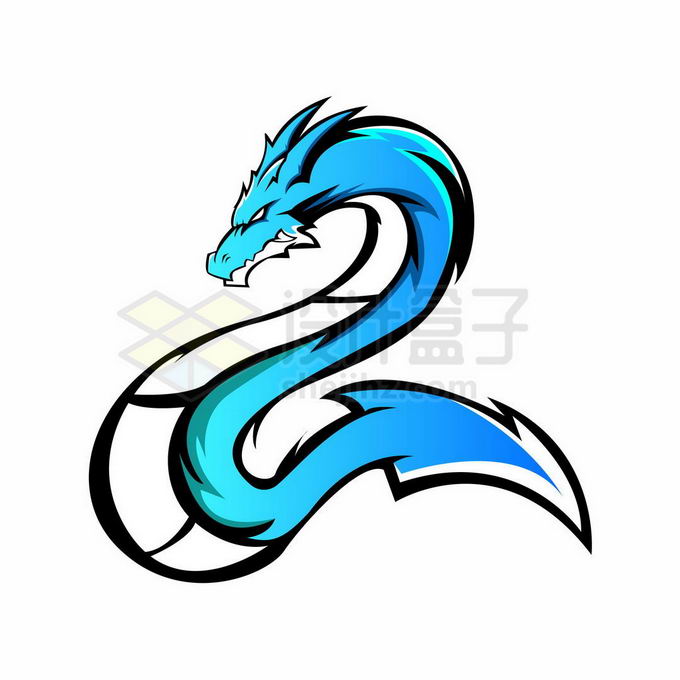 蓝色卡通龙中国龙logo设计案例6714636矢量图片免抠素材 标志LOGO-第1张