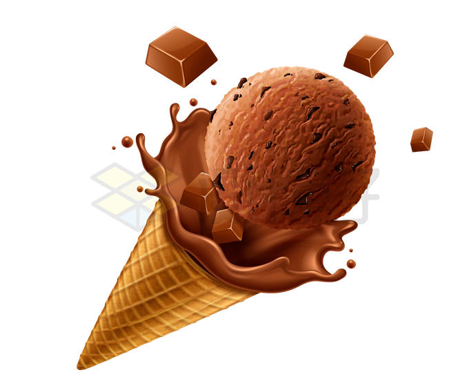 巧克力冰淇淋冰激凌球蛋筒甜筒美味冷饮广告设计效果4818290矢量图片免抠素材 生活素材-第1张