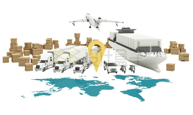 货物卡车轮船飞机等全球贸易网络3D模型8825005PSD免抠图片素材 交通运输-第1张