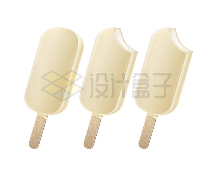 3根白巧克力冰淇淋冰激凌棒冰美味冷饮6068877矢量图片免抠素材 生活素材-第1张