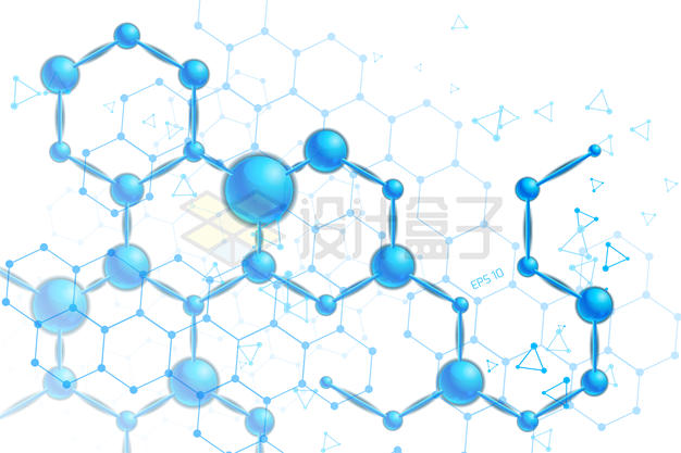 蓝色有机物大分子结构模型7035524矢量图片免抠素材 科学地理-第1张