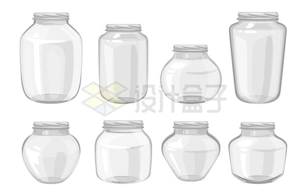 8款玻璃瓶子罐子3095509矢量图片免抠素材 生活素材-第1张