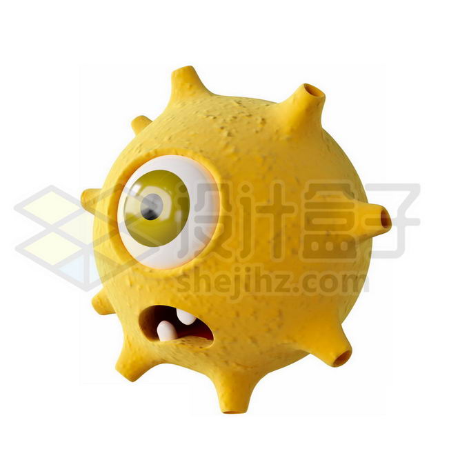 可爱的黄色卡通病毒独眼怪物表情包3D模型2919003免抠图片素材 健康医疗-第1张