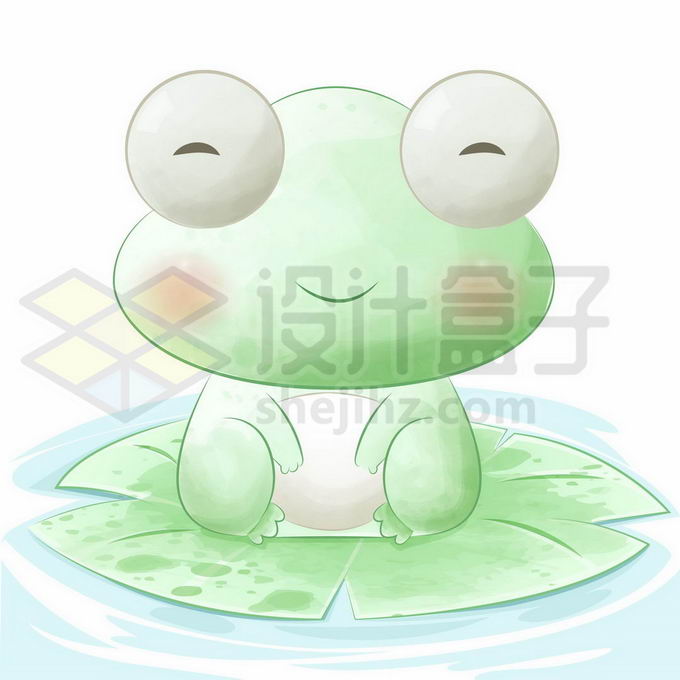 超可爱卡通小青蛙站在荷叶上4271115矢量图片免抠素材 生物自然-第1张