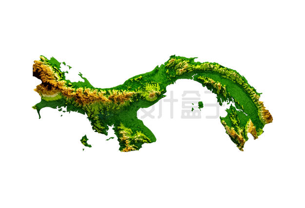3D立体巴拿马地形图地图7708105PSD免抠图片素材 科学地理-第1张