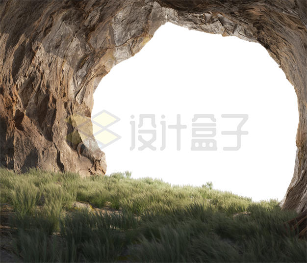 洞内长满青草的山洞风景1617634PSD免抠图片素材 生物自然-第1张