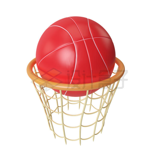 红色篮球和球框投篮3D模型8569501PSD免抠图片素材 休闲娱乐-第1张