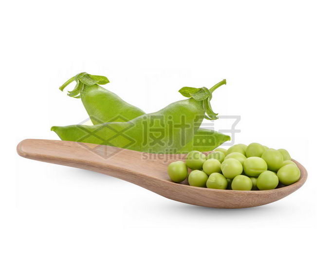 豌豆荚和勺子的豌豆青豆8379681免抠图片素材 生活素材-第1张