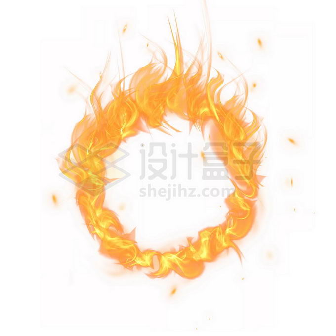 一个燃烧着的火焰火圈文本框信息框插画9035051免抠图片素材 效果元素-第1张
