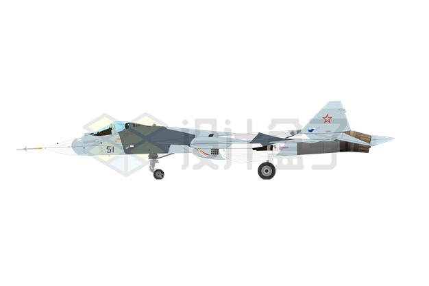 第五代战机苏57/T50隐身战斗机侧视图3200111png免抠图片素材 军事科幻-第1张