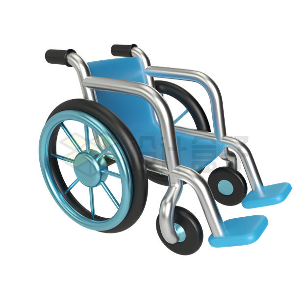 蓝色的卡通轮椅3D模型3999128PSD免抠图片素材 健康医疗-第1张