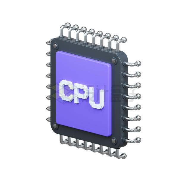 卡通CPU处理器3D模型3913380PSD免抠图片素材 IT科技-第1张