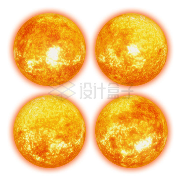 4个不同角度的太阳恒星3D模型8058181PSD免抠图片素材 科学地理-第1张