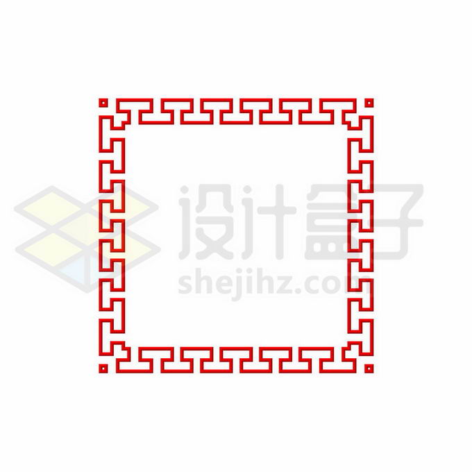 中国风红色回字纹边框6500618矢量图片免抠素材 边框纹理-第1张